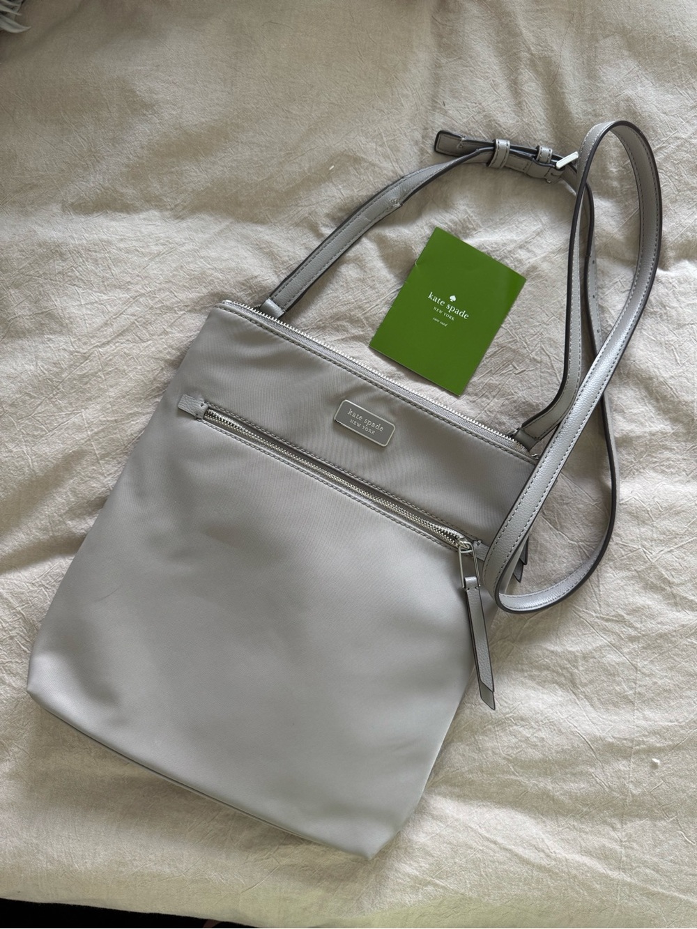 kate spade light gray nylon crossbody bag